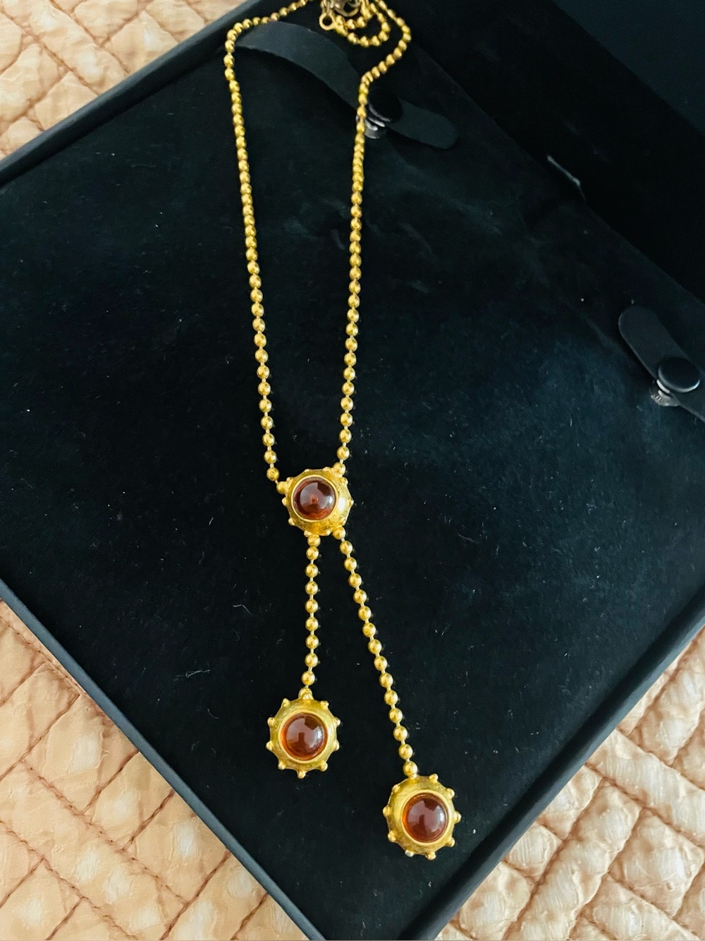 Premier Designs Gold-Tone Necklace with Deep Red Stones - Picture 3 of 6